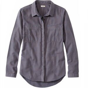 L.L. BEAN Long Sleeve Button-Up Flannel Wicked Good Top Nutmeg Blue Women’s MP